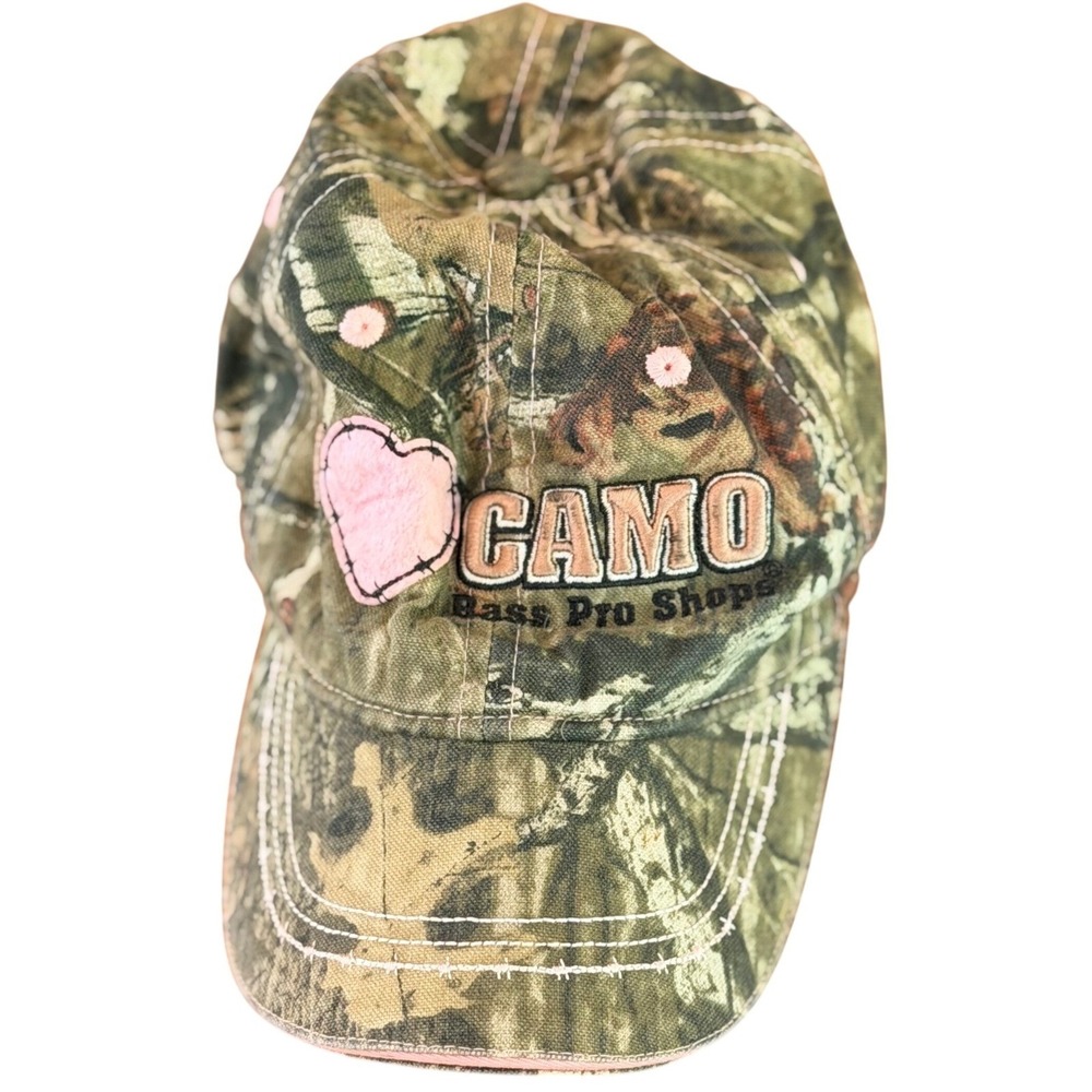 Bass Pro Shops Hat Youth Girls Camo Pink Cotton Western Adjustable Cap Outdoor